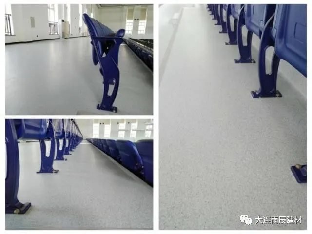大连体育场馆PVC地板施工案例:网球中心看台与楼梯塑胶地板工程 实景图 3